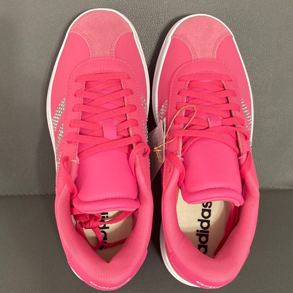 Adidas Women's Bright Pink with Bling stripes! - Picture 6 of 7